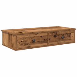 vidaXL Wall Shelf with Drawers White 60x25x15 cm Engineered Wood - old wood, 80 x 31 x 17 cm