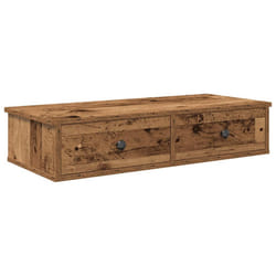 vidaXL Wall Shelf with Drawers White 60x25x15 cm Engineered Wood - old wood, 80 x 31 x 17 cm