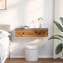 vidaXL Wall Shelf with Drawers White 60x25x15 cm Engineered Wood - old wood, 80 x 31 x 17 cm