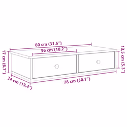 vidaXL Wall Shelf with Drawers White 60x25x15 cm Engineered Wood - old wood, 80 x 31 x 17 cm
