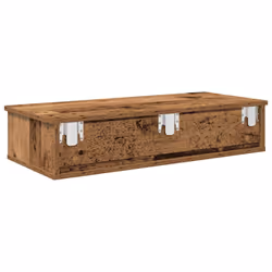vidaXL Wall Shelf with Drawers White 60x25x15 cm Engineered Wood - old wood, 80 x 31 x 17 cm - Additional view 5