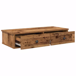 vidaXL Wall Shelf with Drawers White 60x25x15 cm Engineered Wood - old wood, 80 x 31 x 17 cm - Additional view 6