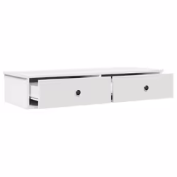 vidaXL Wall Shelf with Drawers White 60x25x15 cm Engineered Wood - white, 100 x 34 x 19 cm - Additional view 6