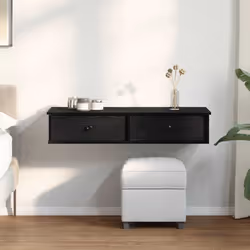 vidaXL Wall Shelf with Drawers White 60x25x15 cm Engineered Wood - black, 100 x 34 x 19 cm
