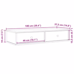 vidaXL Wall Shelf with Drawers White 60x25x15 cm Engineered Wood - black, 100 x 34 x 19 cm