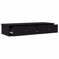 vidaXL Wall Shelf with Drawers White 60x25x15 cm Engineered Wood - black, 100 x 34 x 19 cm - Additional view 6