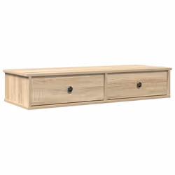 vidaXL Wall Shelf with Drawers White 60x25x15 cm Engineered Wood - sonoma oak, 100 x 34 x 19 cm