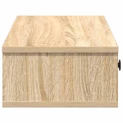 vidaXL Wall Shelf with Drawers White 60x25x15 cm Engineered Wood - sonoma oak, 100 x 34 x 19 cm - Additional view 4
