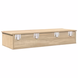 vidaXL Wall Shelf with Drawers White 60x25x15 cm Engineered Wood - sonoma oak, 100 x 34 x 19 cm - Additional view 5