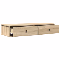 vidaXL Wall Shelf with Drawers White 60x25x15 cm Engineered Wood - sonoma oak, 100 x 34 x 19 cm - Additional view 6