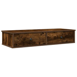vidaXL Wall Shelf with Drawers White 60x25x15 cm Engineered Wood - smoked oak, 100 x 34 x 19 cm
