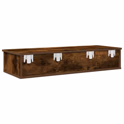 vidaXL Wall Shelf with Drawers White 60x25x15 cm Engineered Wood - smoked oak, 100 x 34 x 19 cm - Additional view 5