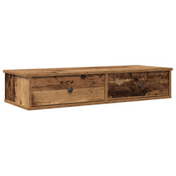 vidaXL Wall Shelf with Drawers White 60x25x15 cm Engineered Wood - old wood, 100 x 34 x 19 cm