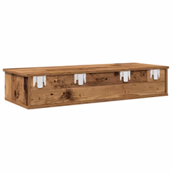 vidaXL Wall Shelf with Drawers White 60x25x15 cm Engineered Wood - old wood, 100 x 34 x 19 cm - Additional view 5