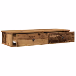 vidaXL Wall Shelf with Drawers White 60x25x15 cm Engineered Wood - old wood, 100 x 34 x 19 cm - Additional view 6