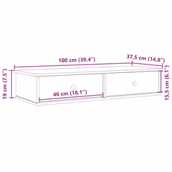 vidaXL Wall Shelf with Drawers White 60x25x15 cm Engineered Wood - artisan oak, 100 x 34 x 19 cm