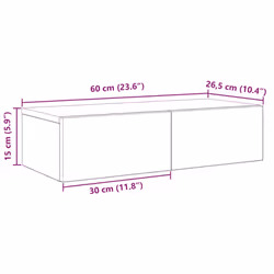 vidaXL Wall Shelf with Drawers Floating Storage Display Shelf Engineered Wood - smoked oak, 60 x 26.5 x 15 cm - Additional view 10