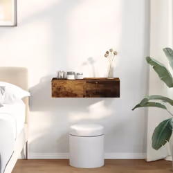 vidaXL Wall Shelf with Drawers Floating Storage Display Shelf Engineered Wood - smoked oak, 60 x 26.5 x 15 cm - Additional view 2