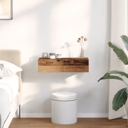 vidaXL Wall Shelf with Drawers Floating Storage Display Shelf Engineered Wood - old wood, 60 x 26.5 x 15 cm - Additional view 2