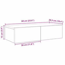 vidaXL Wall Shelf with Drawers Floating Storage Display Shelf Engineered Wood - old wood, 60 x 26.5 x 15 cm - Additional view 3