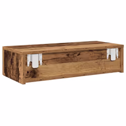 vidaXL Wall Shelf with Drawers Floating Storage Display Shelf Engineered Wood - old wood, 60 x 26.5 x 15 cm - Additional view 5