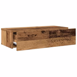 vidaXL Wall Shelf with Drawers Floating Storage Display Shelf Engineered Wood - old wood, 60 x 26.5 x 15 cm - Additional view 8