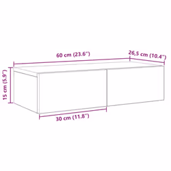 vidaXL Wall Shelf with Drawers Floating Storage Display Shelf Engineered Wood - artisan oak, 60 x 26.5 x 15 cm - Additional view 3