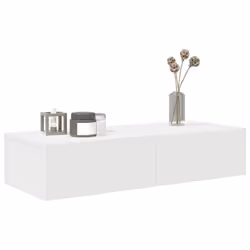 vidaXL Wall Shelf with Drawers Floating Storage Display Shelf Engineered Wood - white, 80 x 33 x 17 cm - Additional view 2