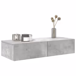 vidaXL Wall Shelf with Drawers Floating Storage Display Shelf Engineered Wood - concrete grey, 80 x 33 x 17 cm - Additional view 2
