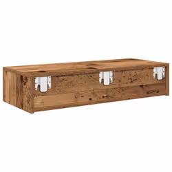 vidaXL Wall Shelf with Drawers Floating Storage Display Shelf Engineered Wood - old wood, 80 x 33 x 17 cm - Additional view 5