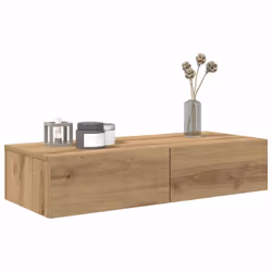 vidaXL Wall Shelf with Drawers Floating Storage Display Shelf Engineered Wood - artisan oak, 80 x 33 x 17 cm - Additional view 2