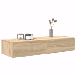 vidaXL Wall Shelf with Drawers Floating Storage Display Shelf Engineered Wood - sonoma oak, 100 x 36 x 19 cm - Additional view 2