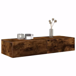 vidaXL Wall Shelf with Drawers Floating Storage Display Shelf Engineered Wood - smoked oak, 100 x 36 x 19 cm - Additional view 2
