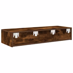 vidaXL Wall Shelf with Drawers Floating Storage Display Shelf Engineered Wood - smoked oak, 100 x 36 x 19 cm - Additional view 5