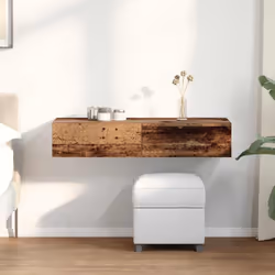 vidaXL Wall Shelf with Drawers Floating Storage Display Shelf Engineered Wood - old wood, 100 x 36 x 19 cm - Additional view 2