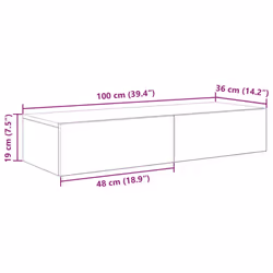 vidaXL Wall Shelf with Drawers Floating Storage Display Shelf Engineered Wood - old wood, 100 x 36 x 19 cm - Additional view 3