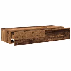 vidaXL Wall Shelf with Drawers Floating Storage Display Shelf Engineered Wood - old wood, 100 x 36 x 19 cm - Additional view 6