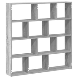 vidaXL Wall Cube Shelf Floating Storage Shelf 12 Compartments Engineered Wood - grey sonoma