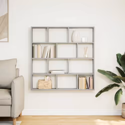 vidaXL Wall Cube Shelf Floating Storage Shelf 12 Compartments Engineered Wood - grey sonoma