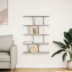 vidaXL Wall Cube Shelf 12 Compartments Storage Floating Shelf Engineered Wood - concrete grey