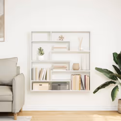 vidaXL Wall Cube Shelf Floating Storage Shelf 7 Compartments Engineered Wood - white