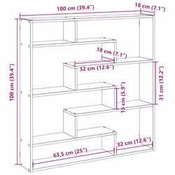 vidaXL Wall Cube Shelf Floating Storage Shelf 7 Compartments Engineered Wood - concrete grey - Additional view 9