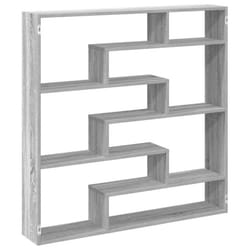 vidaXL Wall Cube Shelf Floating Storage Shelf 7 Compartments Engineered Wood - grey sonoma