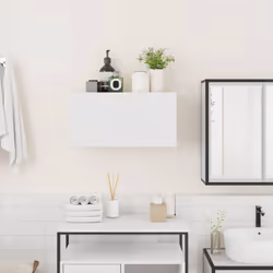 vidaXL Bathroom Wall Cabinet Hanging Wall Storage Cupboard Engineered Wood - white, 60 x 25 x 30 cm - Additional view 2