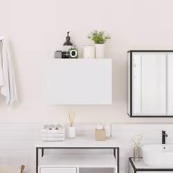 vidaXL Bathroom Wall Cabinet Hanging Wall Storage Cupboard Engineered Wood - white, 60 x 25 x 40 cm - Additional view 2