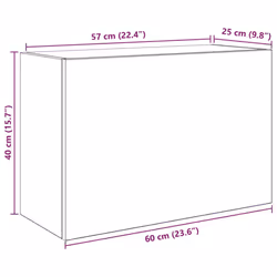 vidaXL Bathroom Wall Cabinet Hanging Wall Storage Cupboard Engineered Wood - sonoma oak, 60 x 25 x 40 cm - Additional view 3