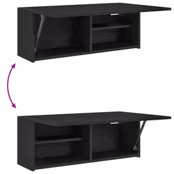 vidaXL Bathroom Wall Cabinet Hanging Wall Storage Cupboard Engineered Wood - black, 80 x 25 x 30 cm - Additional view 7