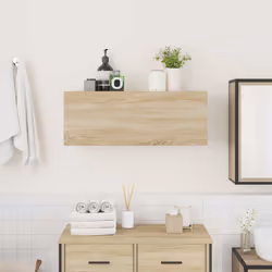 vidaXL Bathroom Wall Cabinet Hanging Wall Storage Cupboard Engineered Wood - sonoma oak, 80 x 25 x 30 cm - Additional view 2