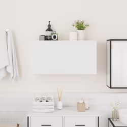 vidaXL Bathroom Wall Cabinet Hanging Wall Storage Cupboard Engineered Wood - white, 80 x 25 x 40 cm - Additional view 2