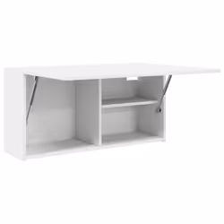 vidaXL Bathroom Wall Cabinet Hanging Wall Storage Cupboard Engineered Wood - white, 80 x 25 x 40 cm - Additional view 4